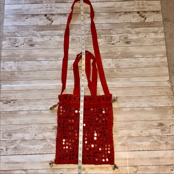 Bohemian mirrored cross-body bag, hand embroidered with cowrie shell detail - Picture 13 of 15